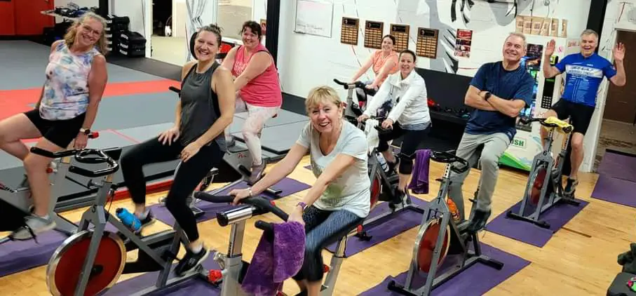 A photo of a spin class at Okami Kai Martial Arts and Fitness.