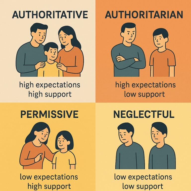 An image illustrating the four main parenting styles