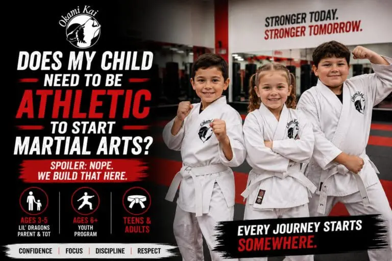 Children building confidence and coordination in beginner martial arts classes in Uxbridge Ontario